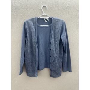 Hasting and Smith Womens Top Size Petite Medium Layered Button Up Long Sleeve